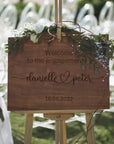 Custom Timber Wedding Welcome Sign, Personalised Rustic/ Vintage/ Boho, Country Hippie style Wooden Names, Ceremony/ Event/ Engagement/ Bridal Shower/ Birthday Signage on Easel