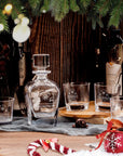 Christmas Engraved Whiskey Decanter Set with 4 Scotch Glasses - Carafe, Personalised Custom Premium Whisky Xmas New Year, Birthday, Bar Gift for Dad/ Him