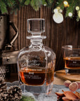 Christmas Engraved Whiskey Decanter Set with 4 Scotch Glasses - Carafe, Personalised Custom Premium Whisky Xmas New Year, Birthday, Bar Gift for Dad/ Him