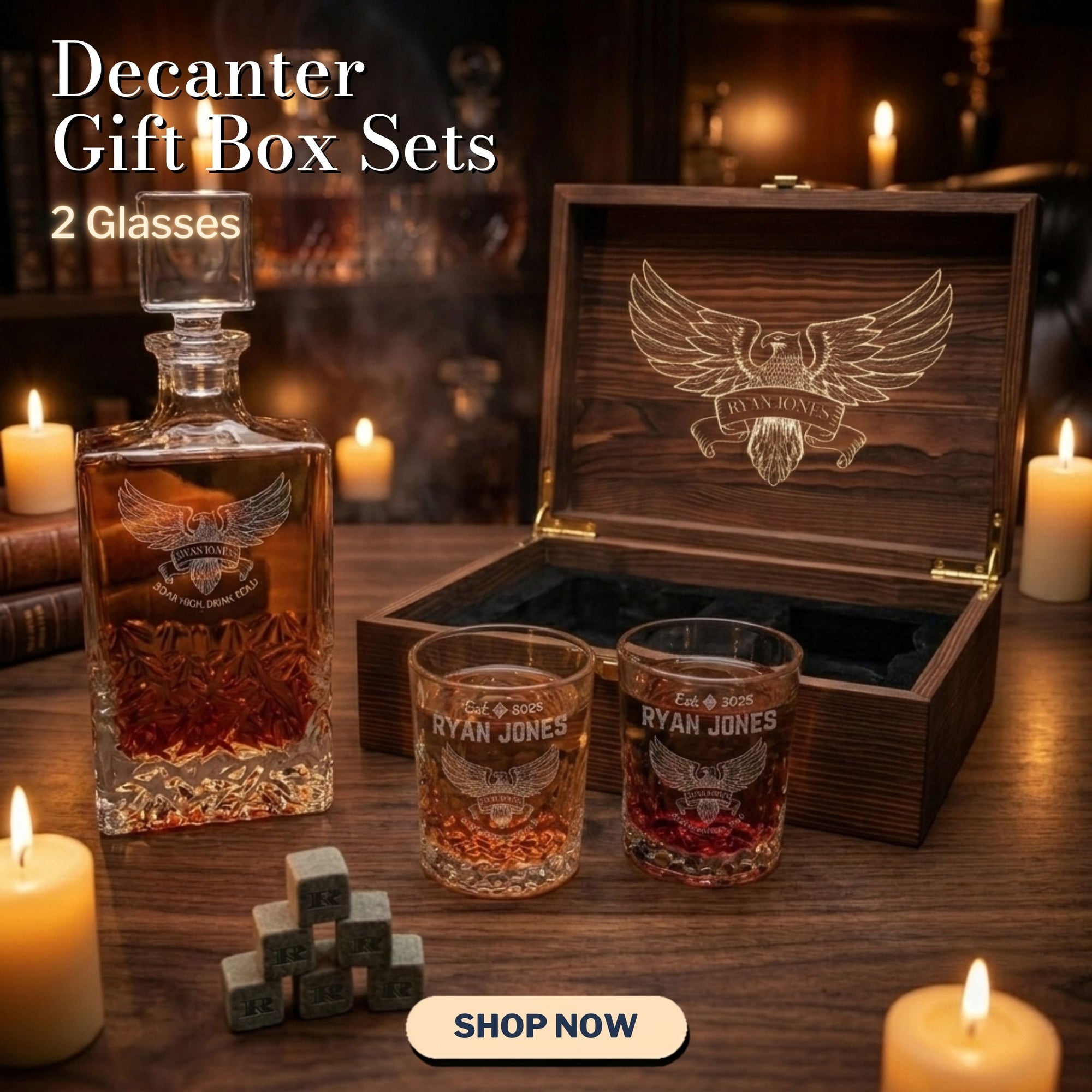 Decanter Gift Box Sets — 2 Glasses
