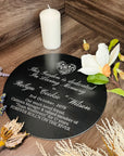 Personalised Memorial Round Slate Sign, Custom Engraved In Loving Memory Garden Stone, Funeral Cemetery Plaque, Loss of Loved One Pray Gift