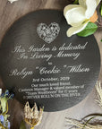 Personalised Memorial Round Slate Sign, Custom Engraved In Loving Memory Garden Stone, Funeral Cemetery Plaque, Loss of Loved One Pray Gift