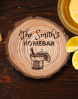 Custom Engraved Wood Slice Coasters, Personalised Drink Mat, Restaurant, Wedding/ Birthday/ Christmas Present, Corporate Housewarming Gift