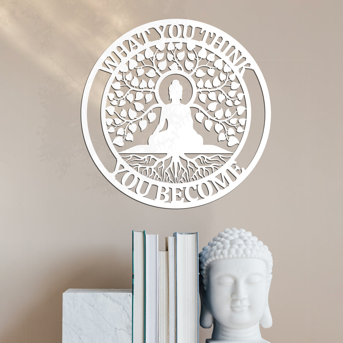 Personalised Buddha Quotes Wall Accent, Customised Name Tree of Life Buddhism Sign, Meditation Yoga Studio, Room Decor Hoop, Zen Art Gift