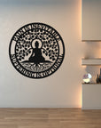 Personalised Buddha Quotes Wall Accent, Customised Name Tree of Life Buddhism Sign, Meditation Yoga Studio, Room Decor Hoop, Zen Art Gift