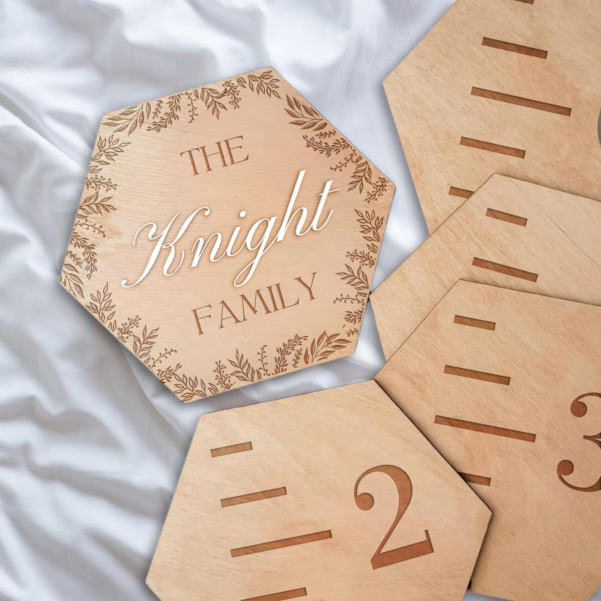 Custom Made 3D Raised Name Wooden Hexagon Kid Height Chart, Personalised Laser Cut &amp; Engraved Family Growth Ruler Record, Nursery Wall Decor