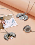 Personalised Photo & Message Sunflower Locket Necklace, In Loving Memory Bridal Charm, Custom Quote Pendant, Wedding, Anniversary, Mom Gift