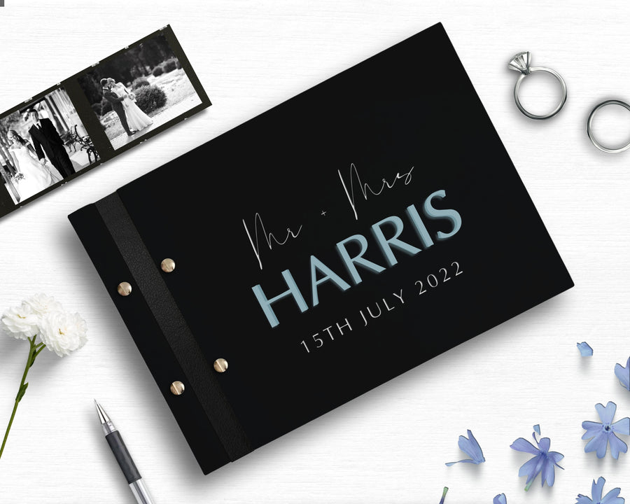 Custom Made Engraving & 3D Raised Acrylic, Vegan Leather Wedding Guest Book, Personalised Alternative/ Traditional Guestbook Keepsake, Party Decor