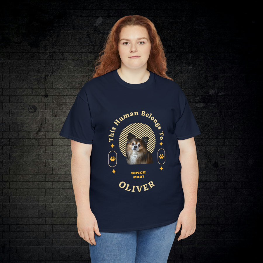 Customise Your Pet Photo Unisex T-shirt - This Human Belongs To