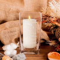 Personalised Memorial Square Glass Vase Candle Holder, Custom Engraved In Loving Memory Funeral Celebration of Life Prayer Loss Wedding Gift