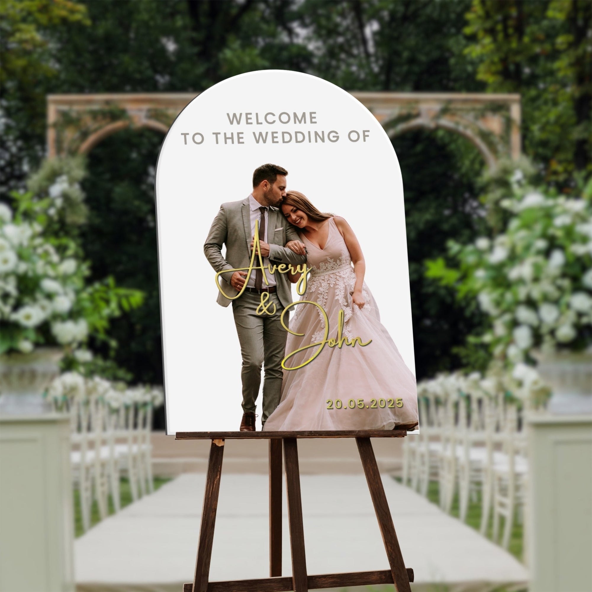 Personalised 3D Photo Engagement Wedding Welcome Mirror Acrylic Arch Sign, Custom UV Print Picture Event Signage Anniversary, Birthday Decor