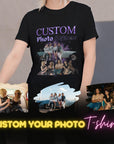 Customise Your Own Photo Unisex T-shirt, 90s Vintage Rapper Bootleg Style Tshirt, Personalised Insert Pet Image Tee Shirts, Friend Group, Couple, Anniversary Gifts