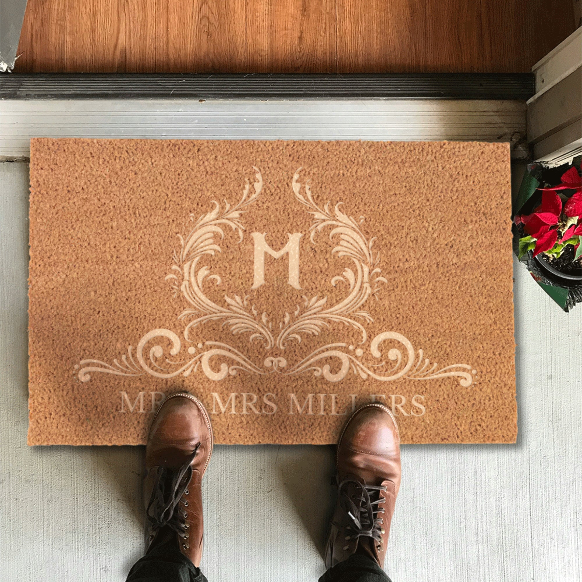 Personalised Coir Doormat, Customised UV Printed Coconut Fibre Front Entry Property Estate Logo Welcome Outdoor Indoor Mat Housewarming Gift