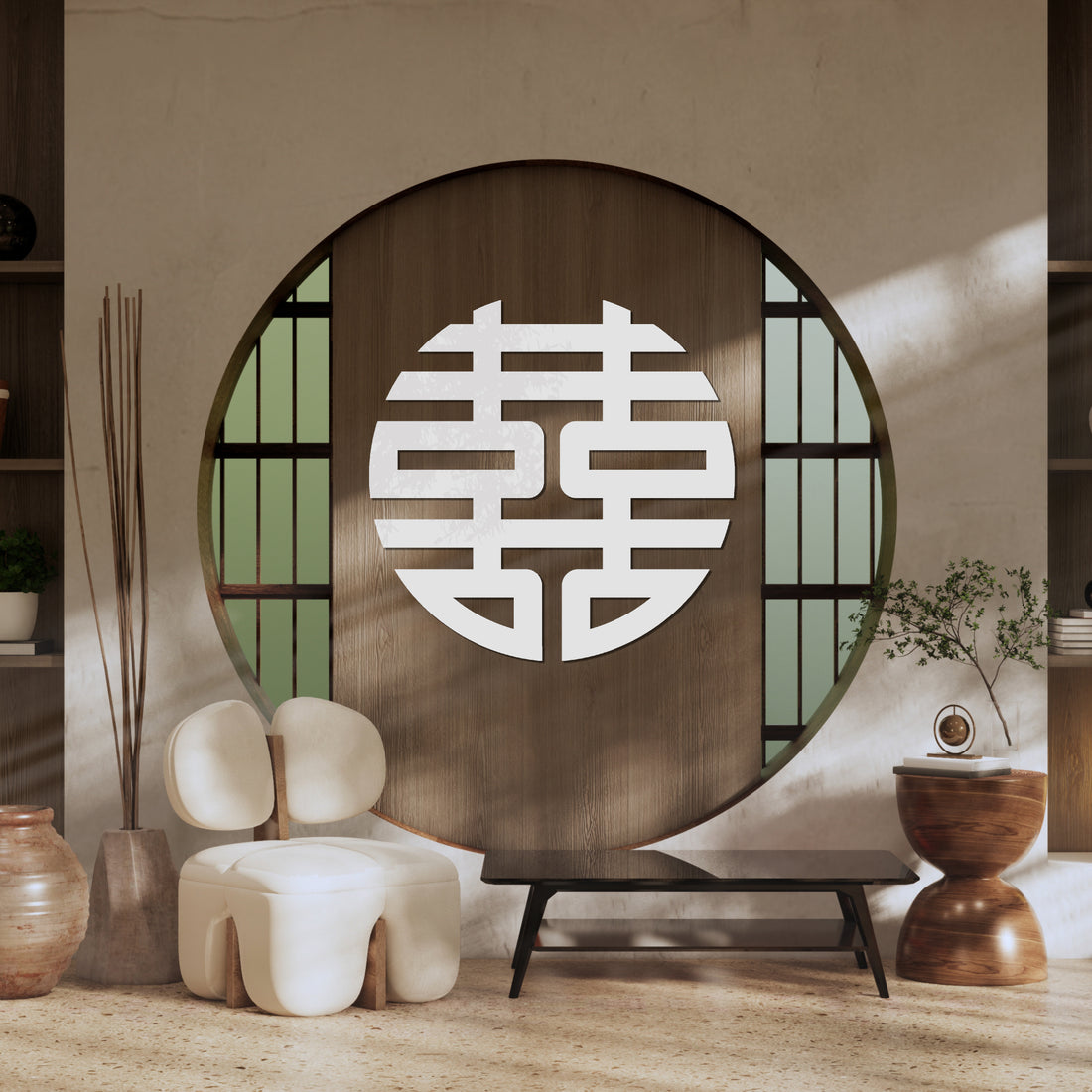Custom Mirror Acrylic Traditional Asian Wedding Sign Chinese Double Happiness 囍 Vietnamese Hỷ Joy Tea Ceremony Signage Event Wall Decor Hoop