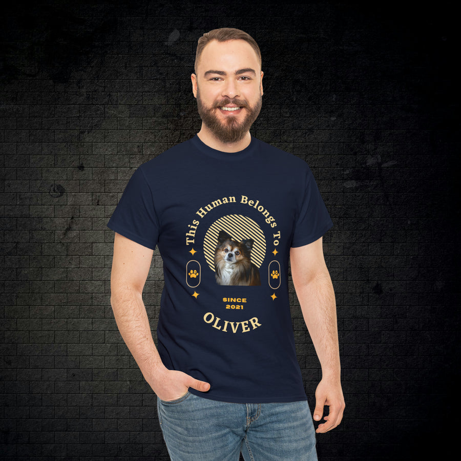 Customise Your Pet Photo Unisex T-shirt - This Human Belongs To