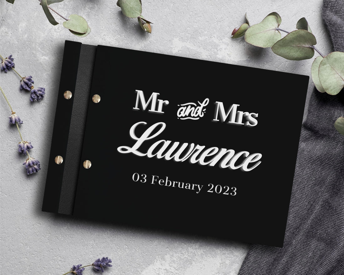 Custom Made Engraving & 3D Raised Acrylic, Vegan Leather Wedding Guest Book, Personalised Alternative/ Traditional Guestbook Keepsake, Party Decor