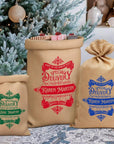 Personalised Christmas Family Traditional Sack, Customised Special Delivery Kid Toy Present Jute Bag, Reusable Linen North Pole Gift Storage