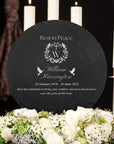 Personalised Memorial Round Slate Sign, Custom Engraved In Loving Memory Garden Stone, Funeral Cemetery Plaque, Loss of Loved One Pray Gift