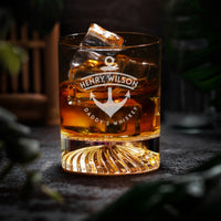 Personalised Wooden Whiskey Gift Box, Round Pattern Thick Base Glass, Ice Stones, Coaster, Custom Engraved Wedding Barware, Groomsman Gift