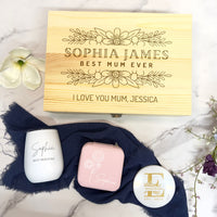 Personalised Marble Coaster, Tumbler & Jewellery Case Set in Custom Engraved Wooden Box, Mom Maid of Honour Bridesmaid Proposal Wedding Gift
