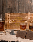 Personalised Army Wood Crate Whiskey Box, Whisky Decanter, 2 Glasses, 6 Ice Stones, 2 Coasters, Tongs, Etched Barware Groomsman Dad Gift Set