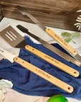 Personalised BBQ Tools Gift Set, Custom Engraved Barbecue Tongs, Knife, Spatula, Grill Master, Dad, Groomsman, Housewarming, Corporate Gift