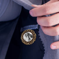Personalised Photo Memorial Round Boutonniere Groom Lapel Pin/ Tie Clip, Bridal Bouquet Charm, Vintage Brooch Pendant, Wedding Keepsake Gift