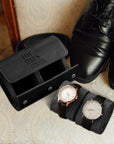 Personalised Black Leatherette Watch Case Box, Custom Engraved Travel Watches Roll Slot Display Storage, Groomsman/ Dad/ Birthday Xmas Gift 