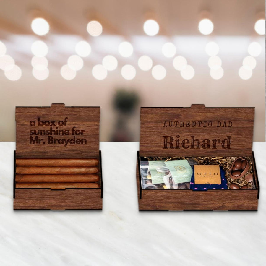 Custom Double Sided Engraved Wooden Keepsake Rectangle Box, Personalised Plywood/ MDF Name/ Logo Wedding, Birthday, Corporate Storage Gift Boxes