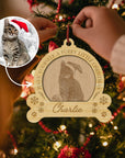 Custom Engraved Christmas Pet Photo -  Double Layer Wooden Ornament