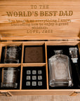 Personalised Army Wood Crate Whiskey Decanter & Glasses Box, Custom Engraved Barware Set, Groomsman Dad, Birthday, Wedding, Corporate Gift