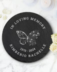 Personalised Memorial Round Slate Sign, Custom Engraved In Loving Memory Garden Stone, Funeral Cemetery Plaque, Loss of Loved One Pray Gift