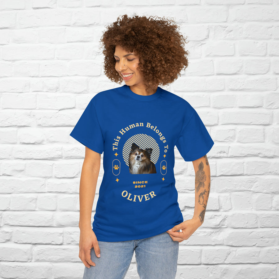 Customise Your Pet Photo Unisex T-shirt - This Human Belongs To