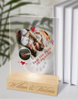 Custom 3D Couple Photo Name LED Night Light, Personalised Wooden Acrylic Print Save the Date Wedding Invitation Table Lamp, Anniversary Gift