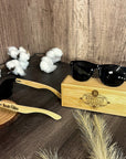 Personalised Unisex Wooden Polarised Sunglasses & Bamboo Box, Custom Engraved Logo Eyeware Glasses Case, Groomsman Dad Gift Wedding Favour