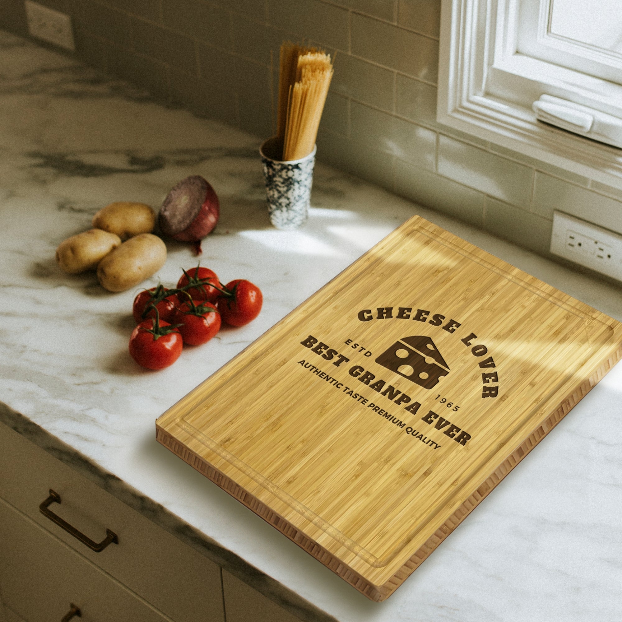 Personalised Bamboo Wooden Cheese Serving Board, Custom Engraved Cutting Chopping Tray Charcuterie Platter Butcher&#39;s Block Housewarming Gift