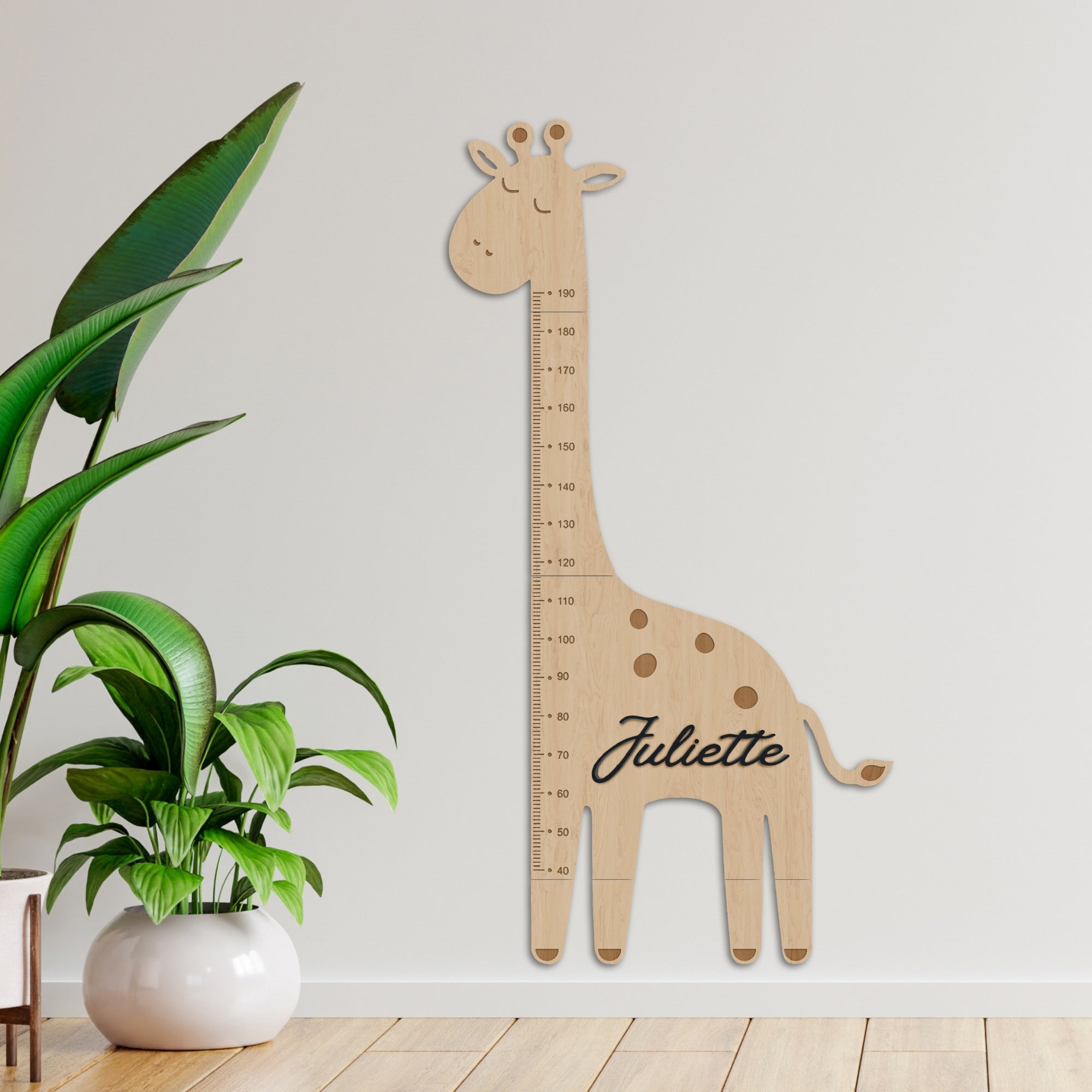 Custom 3D Raised Name Wooden Giraffe Height Chart, Personalised Laser Cut &amp; Engraved Family Growth Metric Ruler Record, Nursery Wall Decor