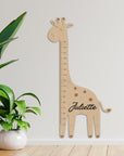 Custom 3D Raised Name Wooden Giraffe Height Chart, Personalised Laser Cut & Engraved Family Growth Metric Ruler Record, Nursery Wall Decor