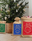 Personalised Merry Christmas Kid & Family Traditional Sack, Customised Delivery North Pole Presents Jute Bag, Linen Gift Storage, Xmas Decor