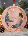 Personalised Angel Christmas Tree Ornament, Heaven Memorial Mirror Acrylic Engraved Custom Name Forever In Our Heart, In Loving Xmas Baubles