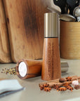 Personalised Acacia Salt Shaker and Pepper Grinder & Base Set, Custom Engraved Manual Spice Mill Crusher, Kitchen Utensils Housewarming Gift