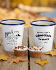 Custom Engraved Enamel Camping Tumbler, Coffee Cup, Personalised Hot Chocolate Mug, Anniversary, Kid, Mom Dad, Christmas Logo Corporate Gift