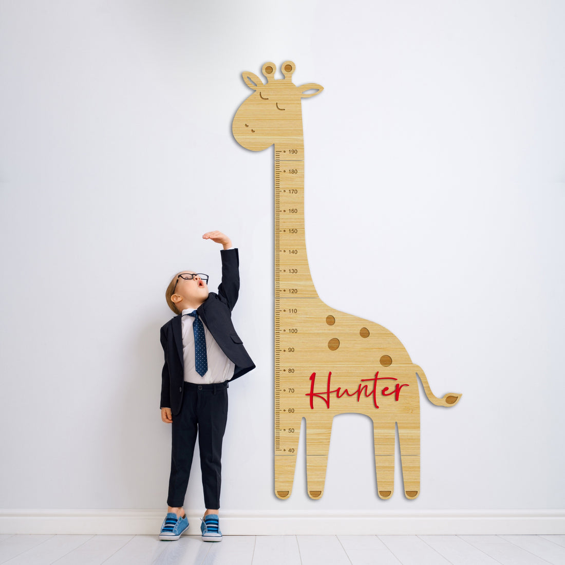 Custom 3D Raised Name Wooden Giraffe Height Chart, Personalised Laser Cut & Engraved Family Growth Metric Ruler Record, Nursery Wall Decor