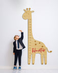 Custom 3D Raised Name Wooden Giraffe Height Chart, Personalised Laser Cut & Engraved Family Growth Metric Ruler Record, Nursery Wall Decor