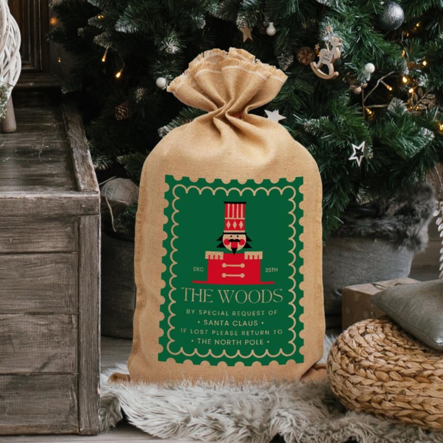 Personalised Nutcracker Christmas Kid Toy Sack, Customised North Pole Delivery Jute Bag, Xmas Presents  Family Tradition, Linen Gift Storage