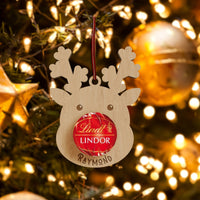 Personalised Lindt Chocolate Holder Ornament, Christmas Decoration, Reindeer, Santa, Gingerbread Man Present Baubles, Kid, Teacher Gift Tag