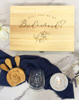 Personalised Glass, Marble Coaster, Cheese Knifes Set in Custom Engraved Wooden Box, Maid of Honour, Mum, Bridesmaid Proposal Wedding Gift