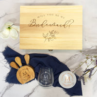 Personalised Glass, Marble Coaster, Cheese Knifes Set in Custom Engraved Wooden Box, Maid of Honour, Mum, Bridesmaid Proposal Wedding Gift