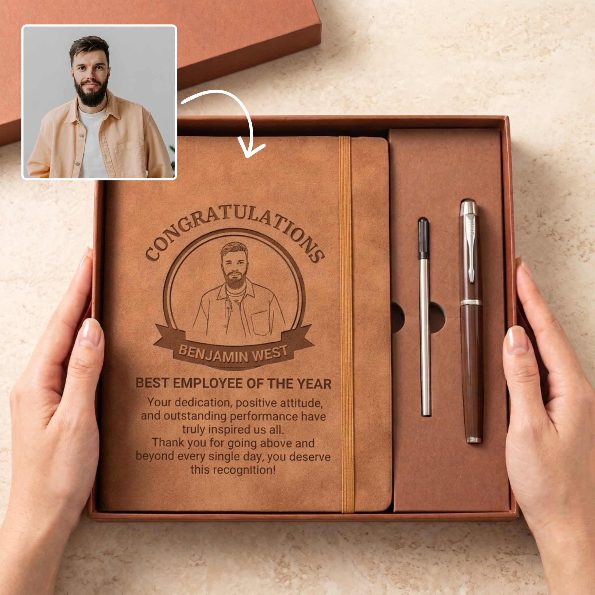 Personalised Engraved Soft Suede A5 Notebook, Pen, Ink Refill &amp; Bookmark Charm Gift Box Set