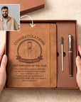 Personalised Engraved Soft Suede A5 Notebook, Pen, Ink Refill & Bookmark Charm Gift Box Set